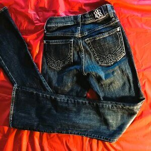 WOMEN'S STYLISH DARK R&R , DISTRESSED, SKINNY, HIGH-WAISTED, SIZE 0/2